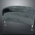 Curved Blue Upholstered Sofa With White Legs And Comfortable Modern Design
