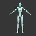 Futuristic Humanoid Robot With White Blue Mechanical Structure And Standing Pose 3d model
