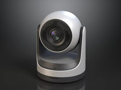 Sleek White Pan Tilt Zoom Smart Camera For Home And Office High Definition Surveillance 3d model