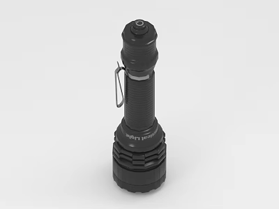 Black Tactical Flashlight With LED Head Lanyard And Non slip Grip Design 3d model