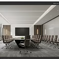 Modern Meeting Room Meeting Room Meeting Table and Chair Combination Display Screen Floor to Floor Window Roller Shutter Office Chair 3d model