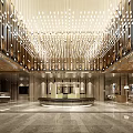 Luxurious Sales Office Interior Design With Marble Floor Modern Furniture And Chandeliers