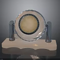 Decorative Display Stand With Orange Base Silver Pillars And Circular Frame