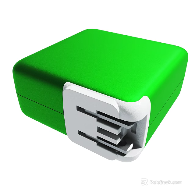 Green Square Electrical Charger With White Interface And Portable Design 3d model 