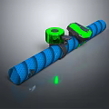 Blue Perforated Tubular Pipe With Green Connector Components Design 3d model