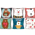 Cute Cartoon Animal Pattern Decorative Pillows with Bear Polar Bear and Text Designs