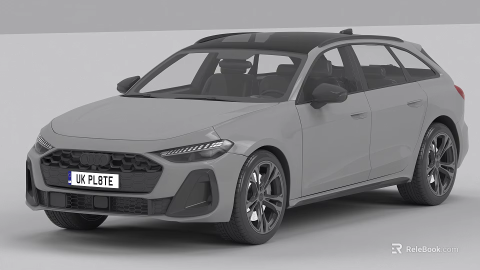 Gray Modern Wagon Car With Black Roof Sporty Wheels And Sleek Headlight Design 3d model 