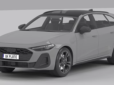 Gray Modern Wagon Car With Black Roof Sporty Wheels And Sleek Headlight Design 3d model