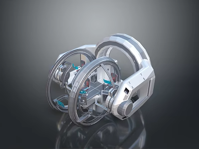 Futuristic Computer Hardware Device With Circular Structure And Transparent Components Design 3d model