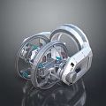 Futuristic Computer Hardware Device With Circular Structure And Transparent Components Design 3d model