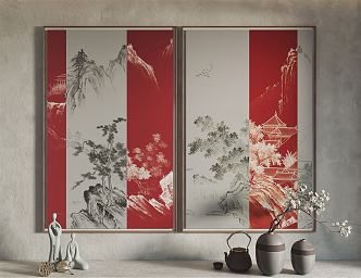 New Chinese Decorative Painting Hanging Painting 3d model