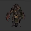 Spiked Mythical Creature Character With Clawed Limbs Chains Tattered Robes And Waist Pouch