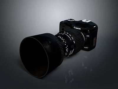 Canon DSLR Camera With Large Professional Lens And Black Body 3d model