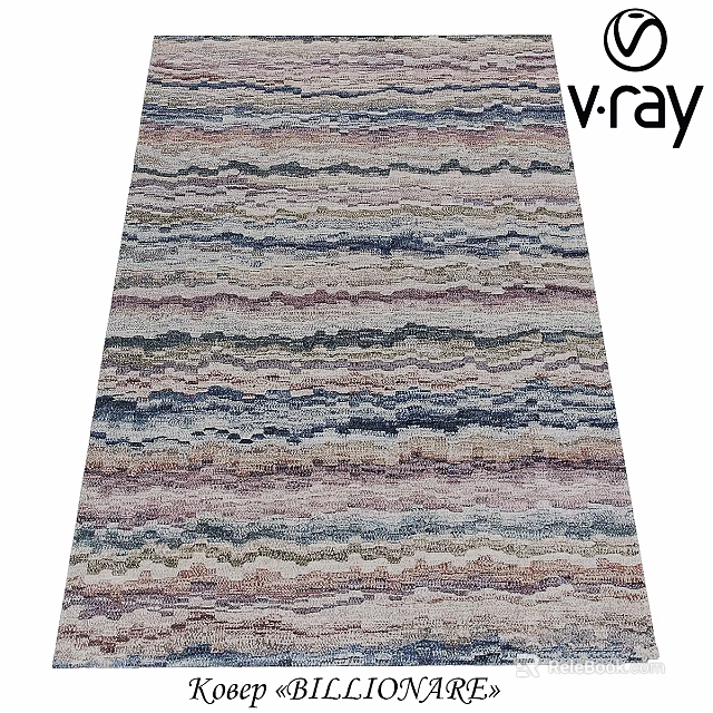 Square Area Rug With Wavy Striped Multicolor Design For Modern Interior Spaces 3d model 