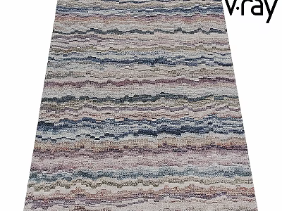Square Area Rug With Wavy Striped Multicolor Design For Modern Interior Spaces 3d model