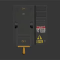 Industrial Switch Panel with ON OFF Labels Yellow Lever and Warning Signs