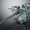 Vintage Military Weapon Old Machine Gun With Long Metal Barrel And Stand Structure