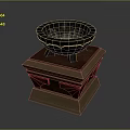 Textured Black Bowl Positioned On Decorative Wooden Base With Red Brown Details