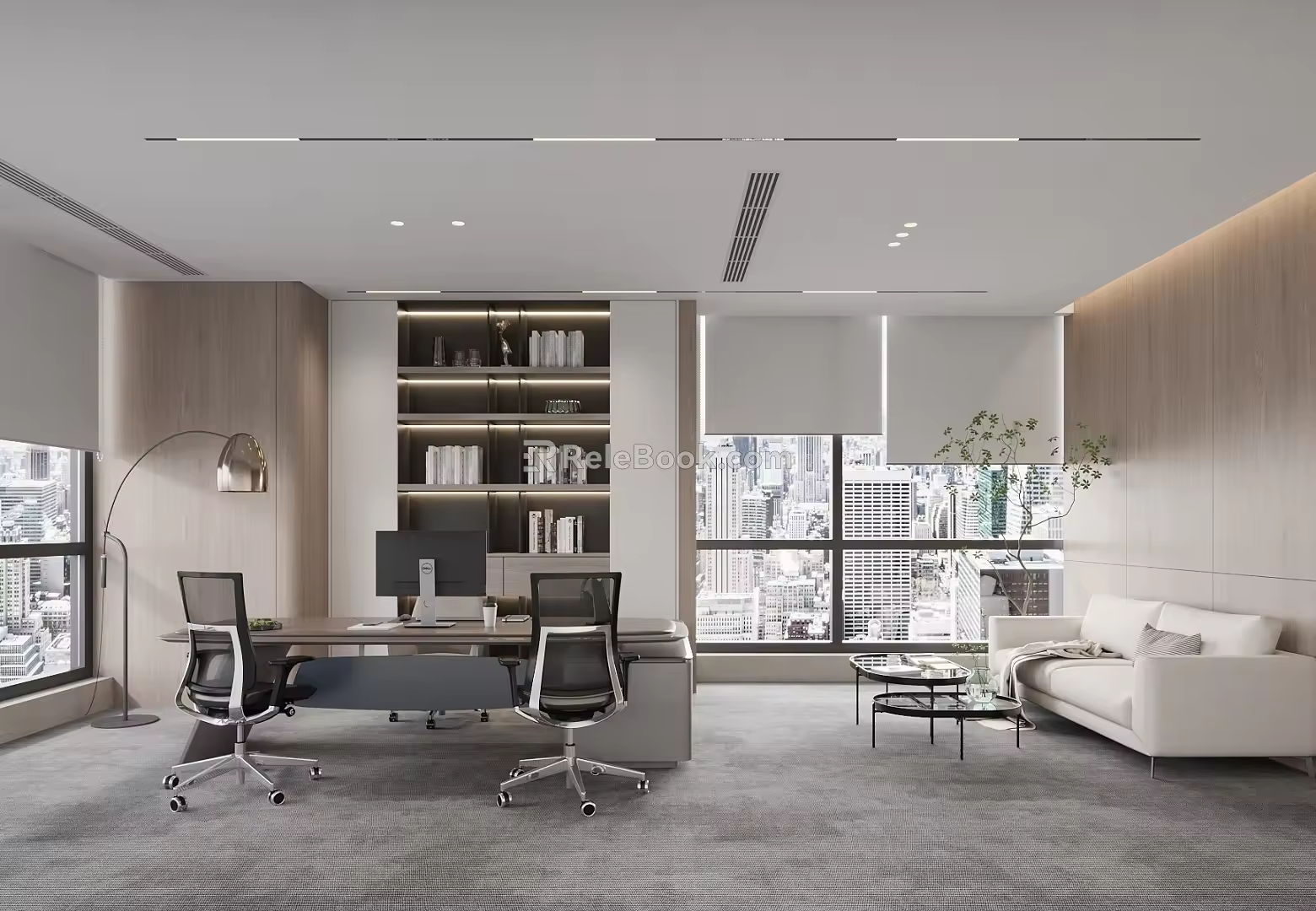 Modern General Manager Office Desk and Chair Combination Sofa Coffee Table Combination 3d model