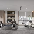 Modern General Manager Office Desk and Chair Combination Sofa Coffee Table Combination 3d model