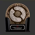 Ornamental Household Plaque With Circular Copper Silver Design Intricate Carvings And Black Base