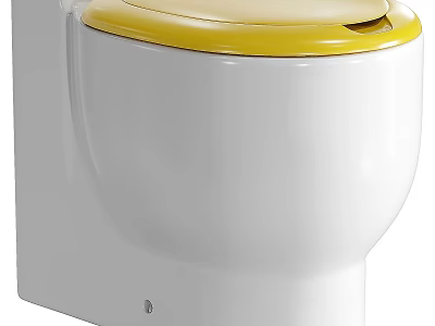 Modern White Toilet With Yellow Lid Ceramic Design For Bathroom Interior 3d model