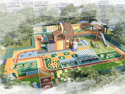 Modern children's play area children's area children's playground big bear sketch large area residential area exhibition area model