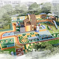 Outdoor Children's Playground With Slide Climbing Structure And Colorful Interactive Flooring
