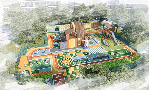 Modern children's play area children's area children's playground big bear sketch large area residential area exhibition area 3d model