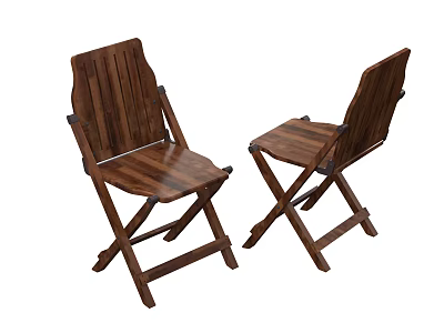 Two Wooden Folding Outdoor Chair Design With Classic Wood Material And Cross Leg 3d model