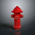 Red Decorative Fire Hydrant In Studio Display With Reflective Base