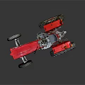 Red Vintage Tractor With Classic Design Large Wheels And Shiny Metal Body
