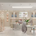 Modern Clothing Store Interior With Fashion Displays Hanging Clothes And Plants