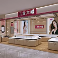 Elegant Jewelry Store Interior With Display Counters And Mannequin Posters 3d model
