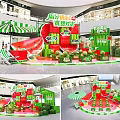 Watermelon Themed Interactive Zone in Mall with Cool Decor and Sweet Elements 3d model