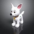 Cute White Cartoon Dog Toy With Pink Ears Yellow Collar And Tag