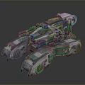 Futuristic Sci Fi Armored Vehicle With Multiple Turrets Treads And Energy Rings