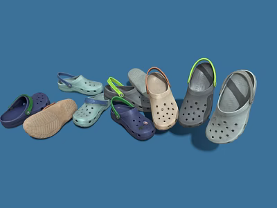 Clogs Shoes With Perforated Design In Various Colors Slip On Comfortable Footwear 3d model