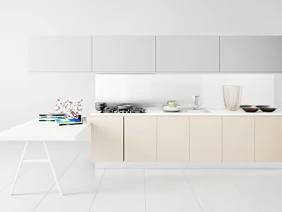 Modern Kitchen Interior Featuring White Cabinets Countertop Stove And Sink 3d model