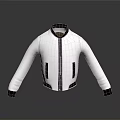 White Quilted Jacket With Black Collar Cuffs And Pockets Modern Design
