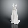 Elegant White Floor Length Evening Gown With V Neckline And Embellished Waist Design