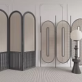Modern Decorative Screens With Geometric Arched Frames Mesh Panels And Black Metal Design 3d model