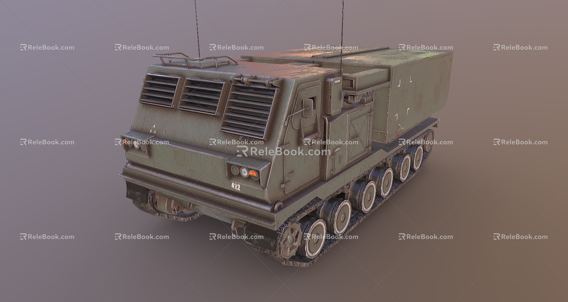 MLRS multiple rocket launcher rocket launch system armored vehicle launch vehicle infantry fighting vehicle low face number low model simple model game film and television level realistic 3d model