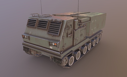 MLRS multiple rocket launcher rocket launch system armored vehicle launch vehicle infantry fighting vehicle low face number low model simple model game film and television level realistic 3d model