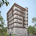 Modern Detached Villa Exterior With Multi Story Balconies And Green Trees Surrounding