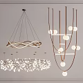 Modern Chandeliers In Various Designs Including Woven Metal Spherical Lights And Crystal Details