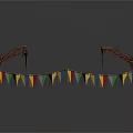 Decorative Wooden Banner Frames With Colorful Triangular Flags And Ornate Design 3d model