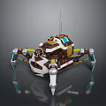 Mechanical Spider Robot With Brown White Design Multiple Metallic Legs And Antenna 3d model