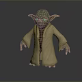 Yoda Game Movie Character With Green Skin Long Robe And Large Ears