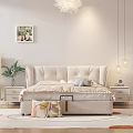Cozy Double Bed In Light Filled Bedroom With Nightstand And Decor